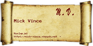 Mick Vince névjegykártya
